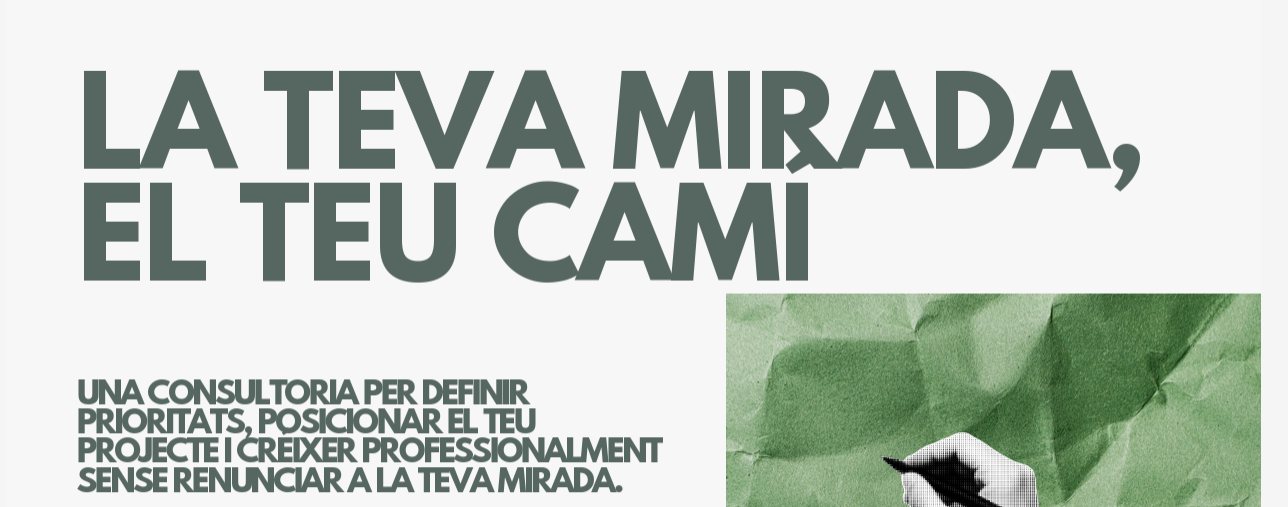 Diapositiva de presentació de La teva mirada, el teu camí, amb una imatge gràfica verda
